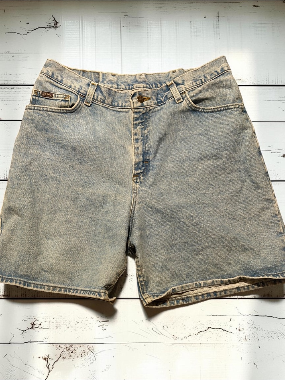 Vintage Riders Denim Shorts Sz 18W Light Wash High Rise Cotton Americana